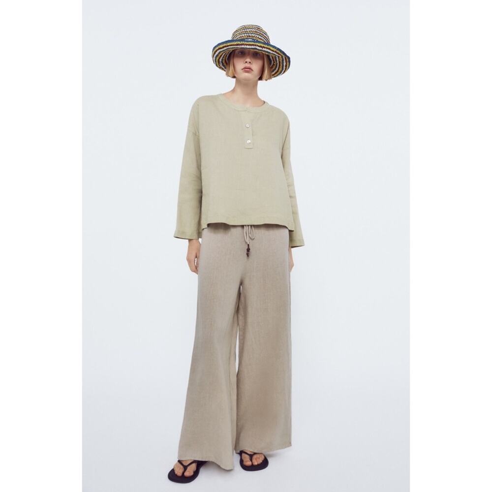 Zara Linen Button Up Top